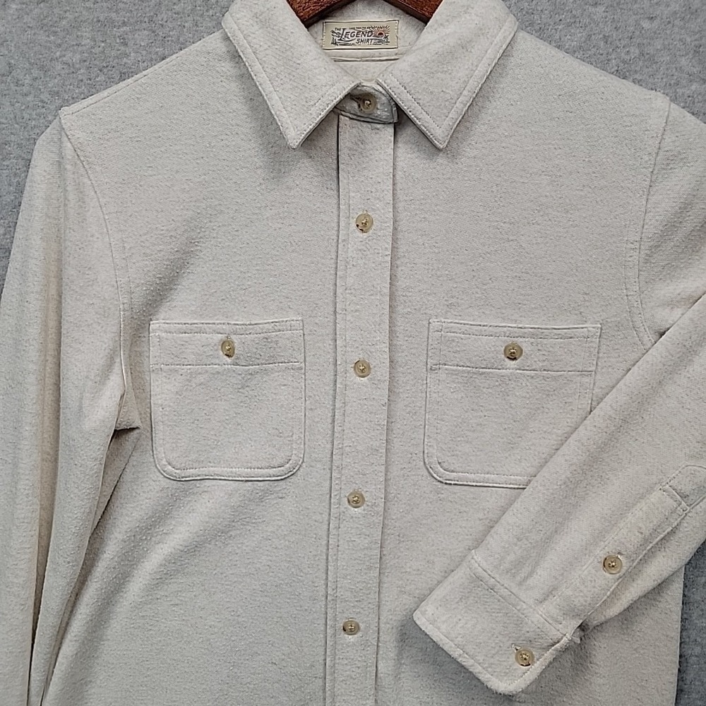 Faherty Legend Sweater Shirt Womens XS Cream Brushed Button Front